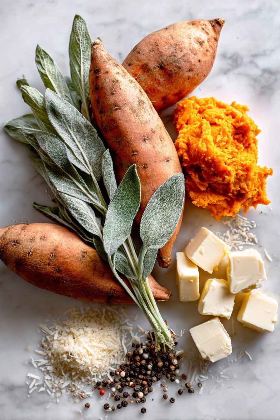 Twice Baked Sweet Potatoes with Pumpkin and Crispy Sage Recipe - Ingredients