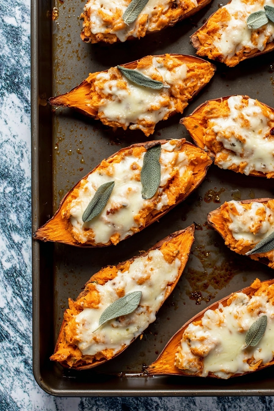 Twice Baked Sweet Potatoes with Pumpkin and Crispy Sage Recipe - Recipe Step
