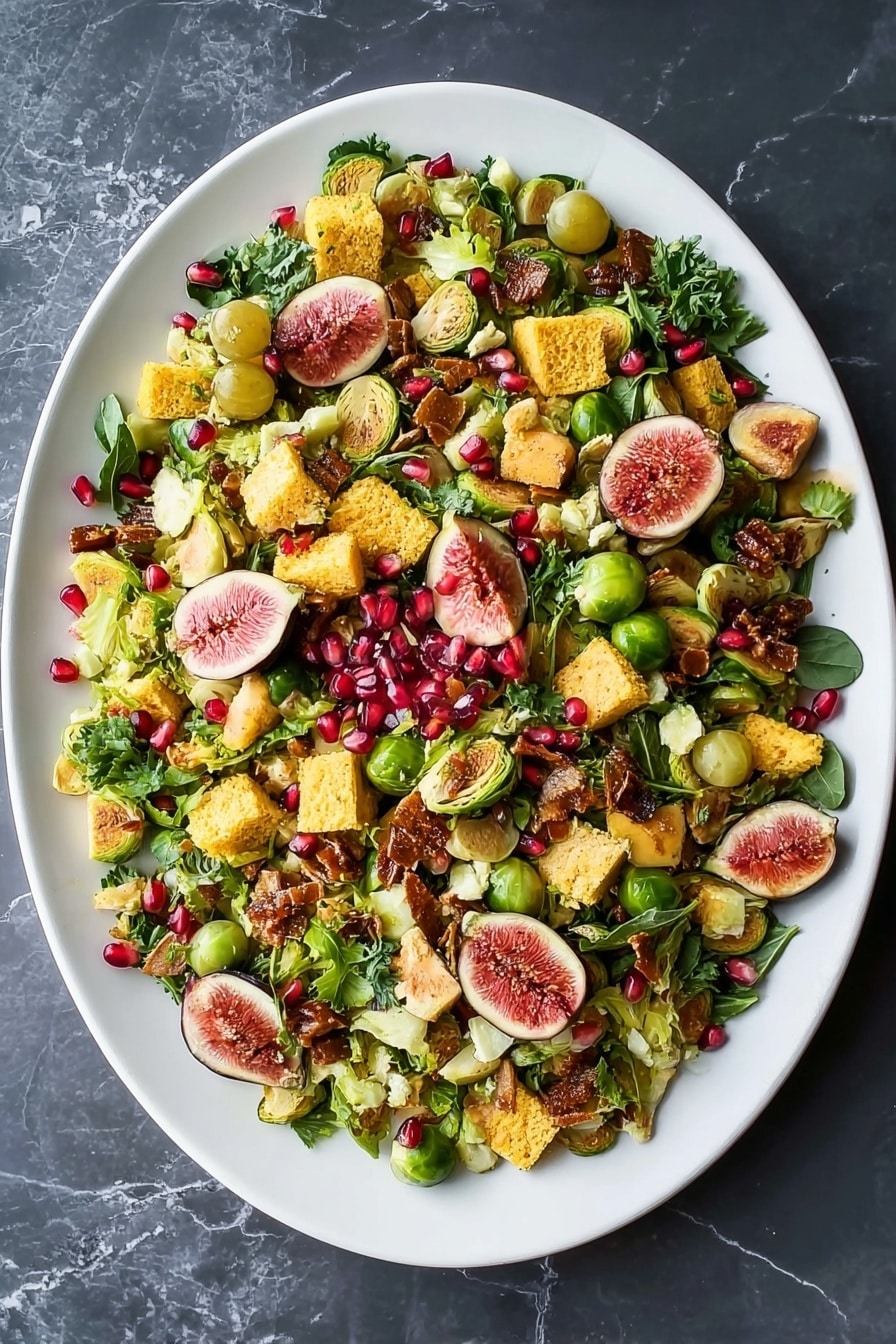 Brussels Sprouts, Bacon, and Cornbread Panzanella Salad Recipe - Serving