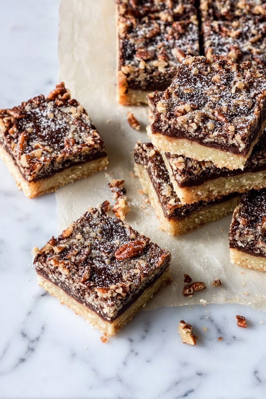 Salted Chocolate Pecan Pie Bars Recipe - Serving