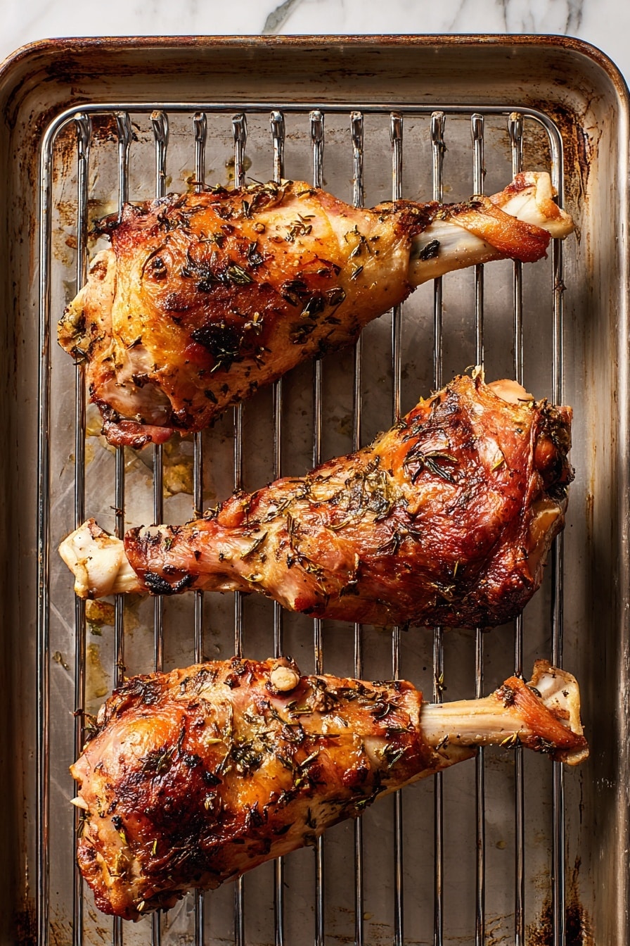 Roasted Herb Butter Turkey Legs Recipe - Serving