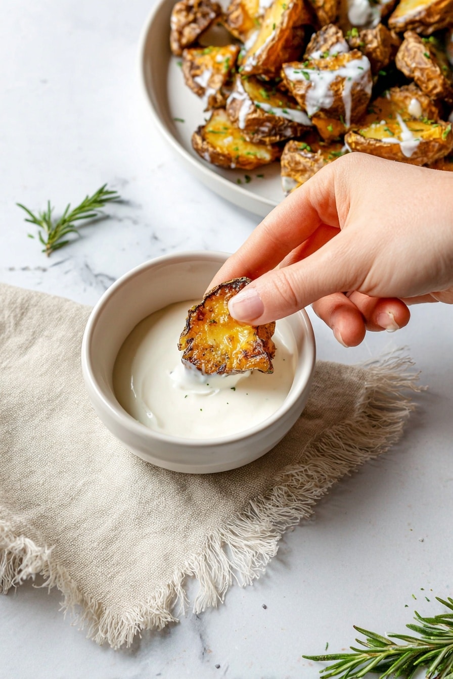 Crispy Smashed Potatoes with Garlic Feta Dipping Sauce Recipe - Recipe Step