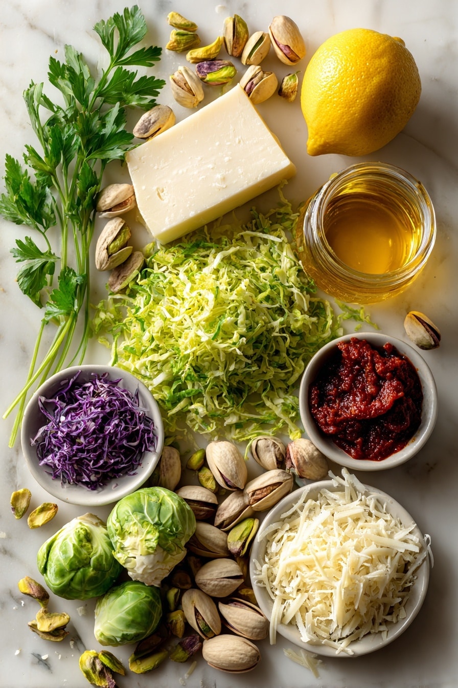 White Cheddar Brussels Sprouts & Pistachio Crostini with Hot Honey Recipe - Ingredients