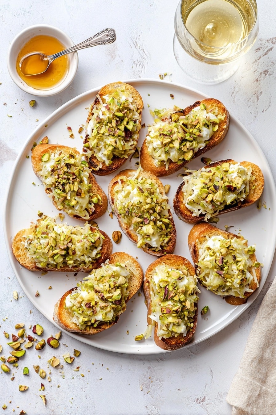 White Cheddar Brussels Sprouts & Pistachio Crostini with Hot Honey Recipe - Recipe Step