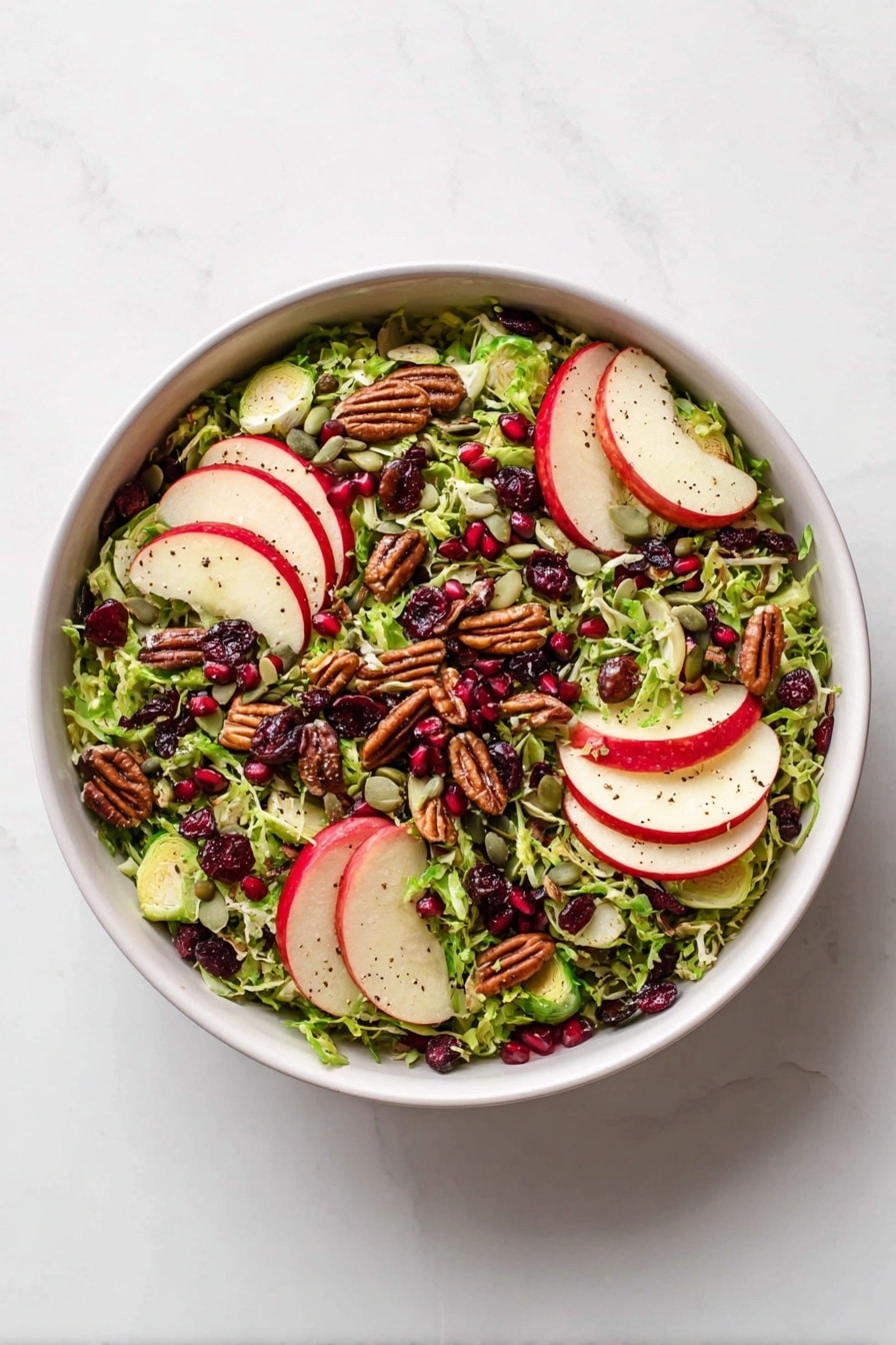 Shaved Brussels Sprout Salad with Creamy Maple Dressing Recipe - Serving