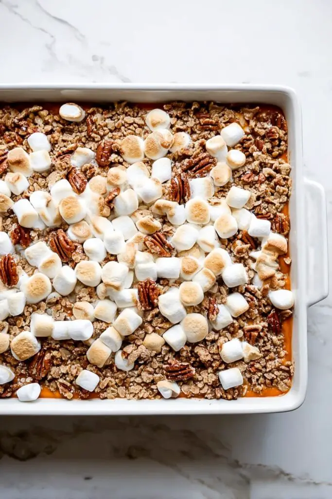 Sweet Potato Casserole with Marshmallows and Pecan Streusel Recipe