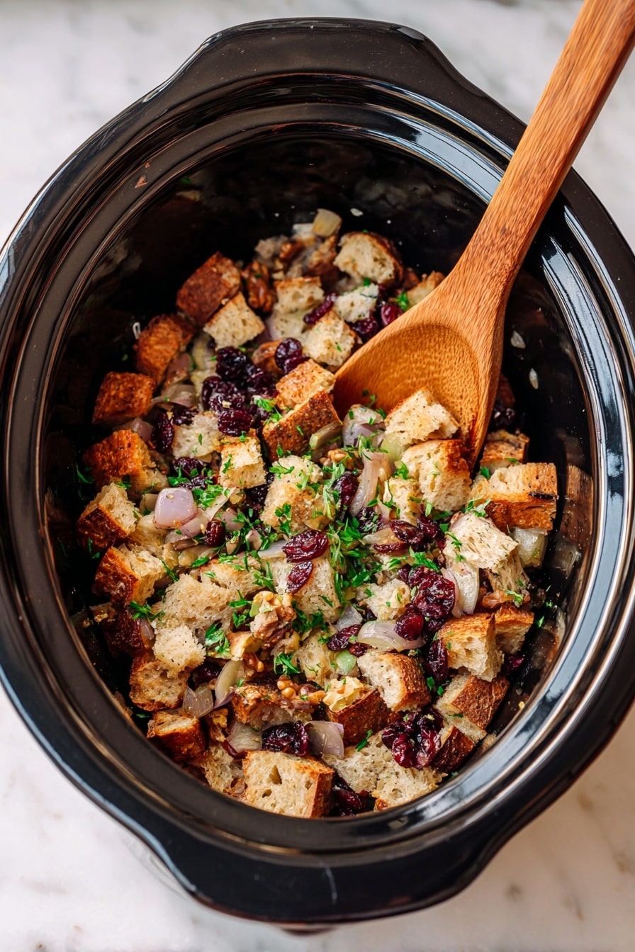 Crock Pot Stuffing with Apples and Cranberries Recipe - Serving