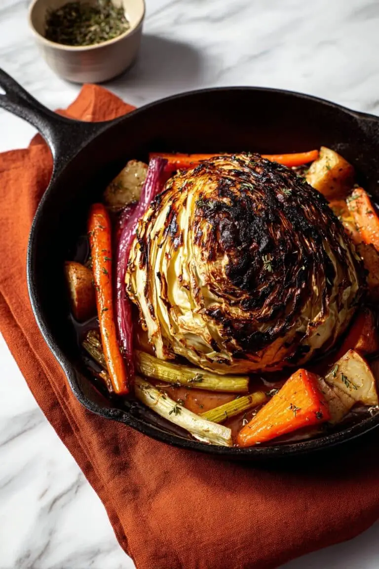 Whole Roasted Cabbage with Savory Herb Gravy Recipe