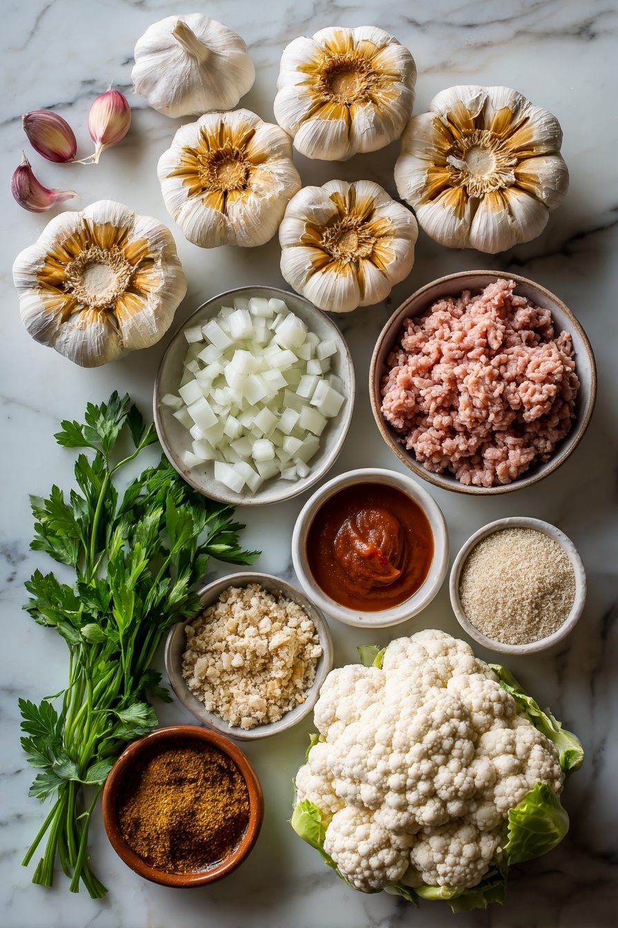Mini Turkey Meatloaves with Roasted Garlic Cauliflower Mash Recipe - Ingredients