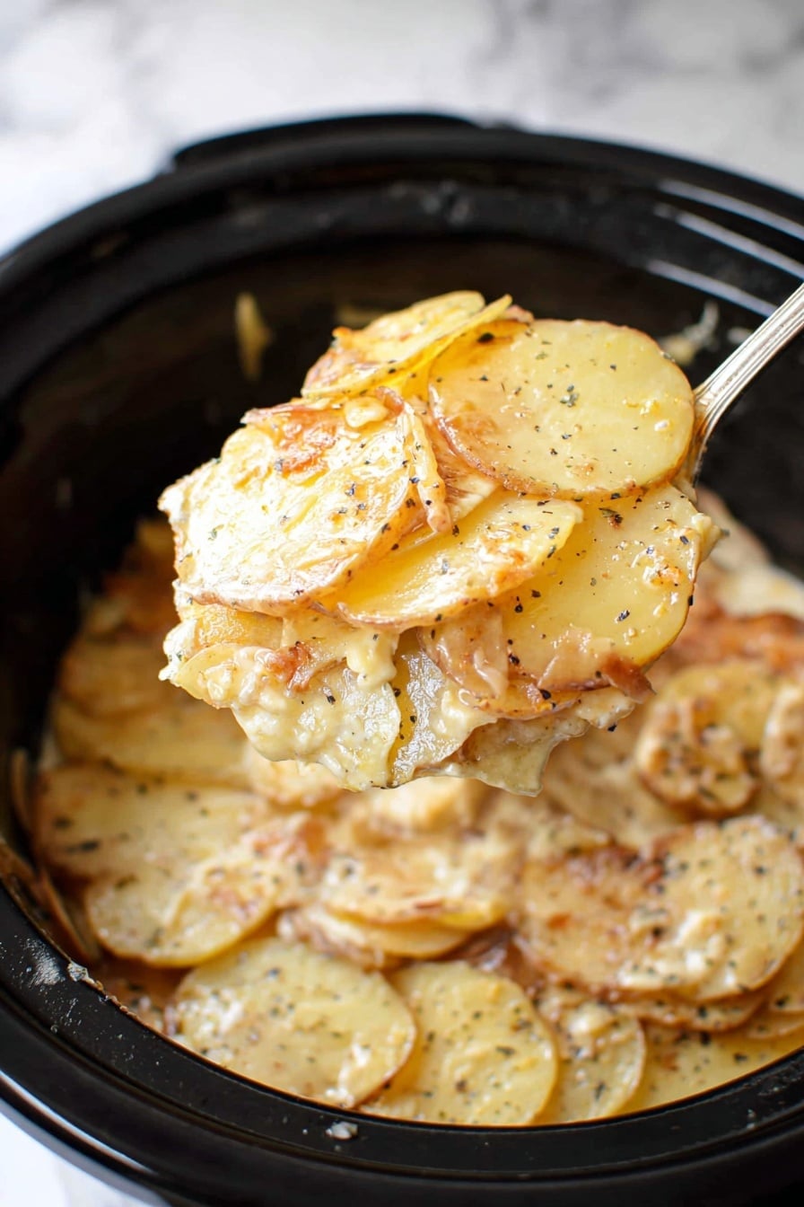 Slow Cooker Scalloped Potatoes Recipe - Serving