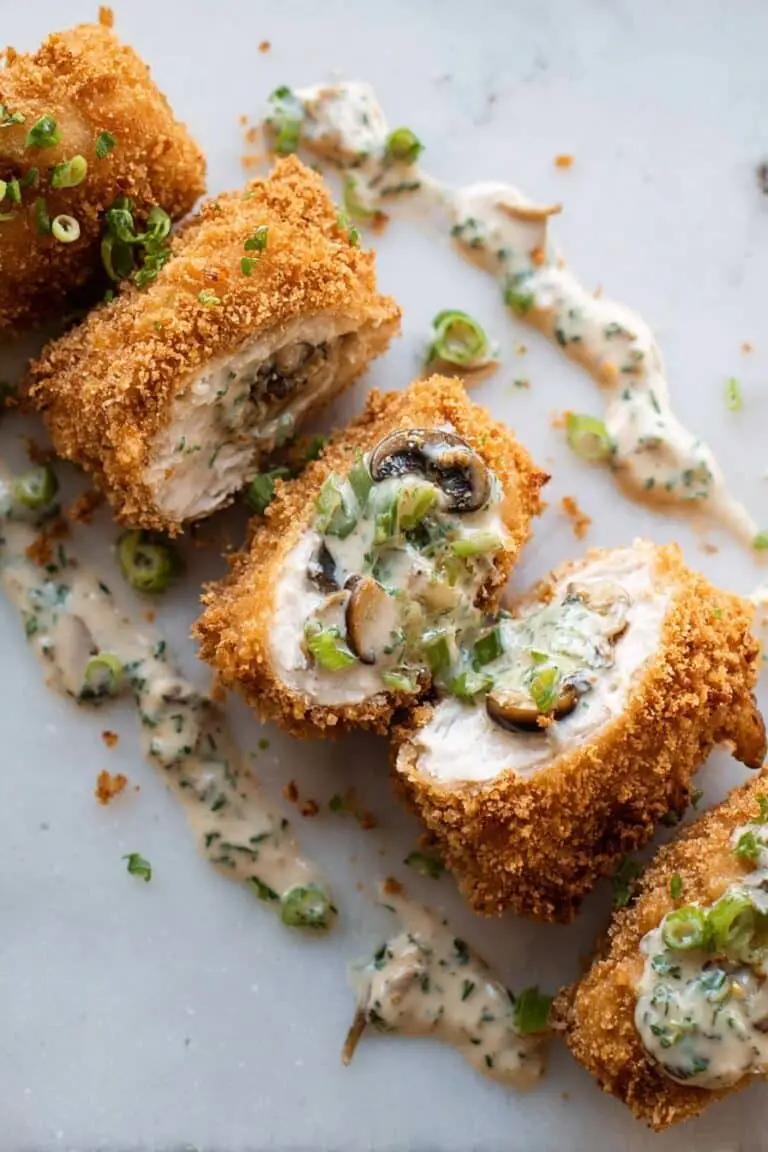 Creamy Chicken Roulade with Spinach and Mushrooms in Alfredo Sauce Recipe