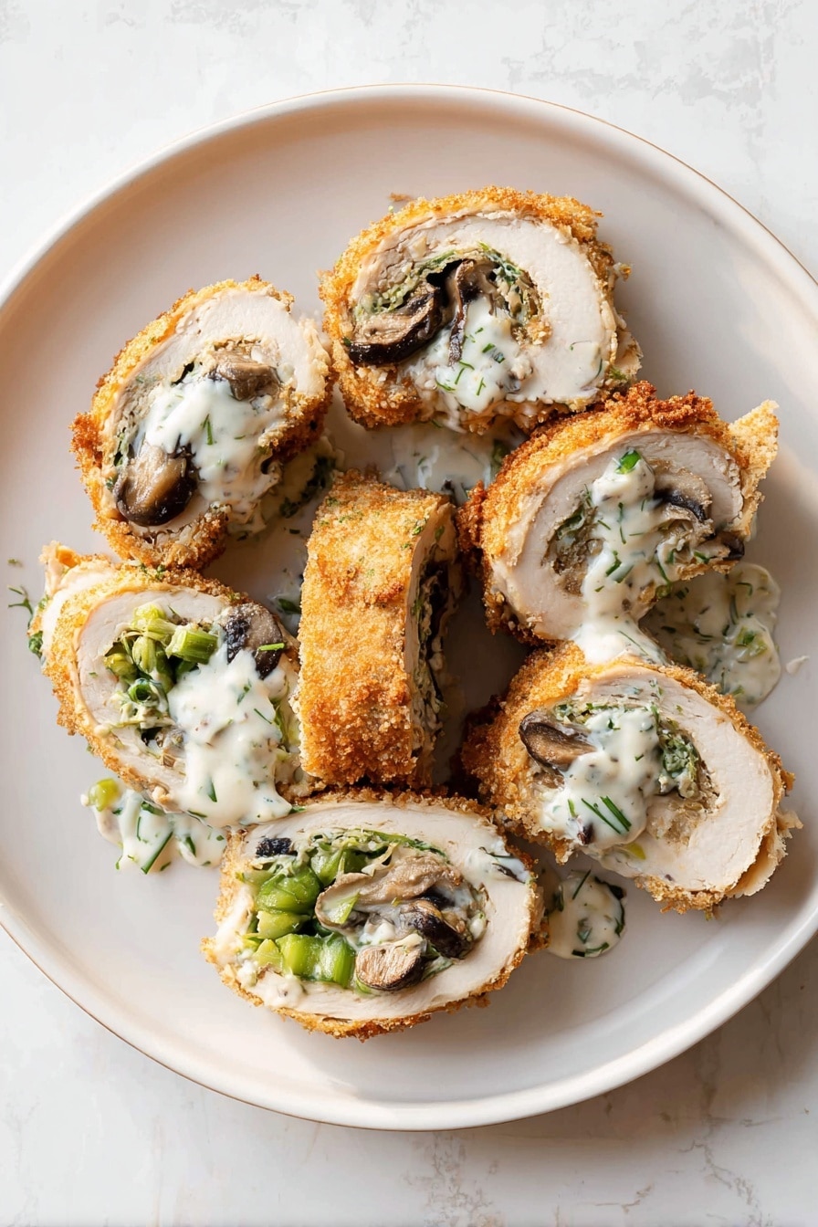 Creamy Chicken Roulade with Spinach and Mushrooms in Alfredo Sauce Recipe - Recipe Step