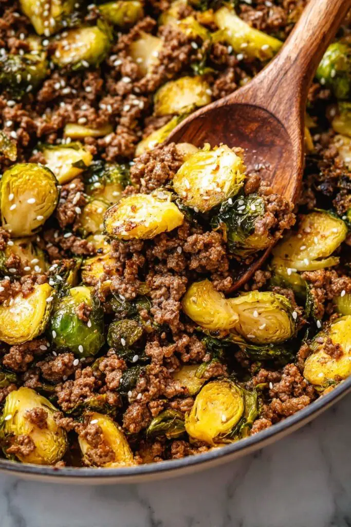 Ground Beef and Brussels Sprouts Stir-Fry Recipe
