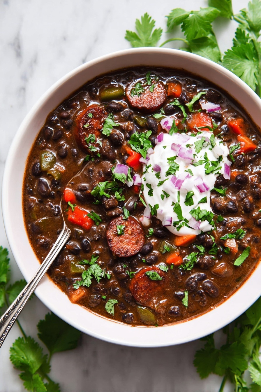 Black Bean Soup with Smoked Sausage Recipe - Serving