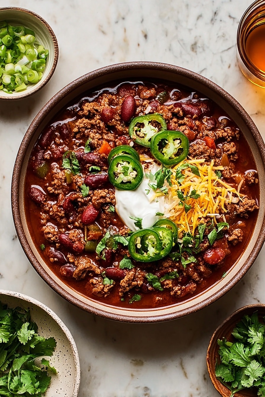 Easy Ground Beef Chili Recipe - Serving