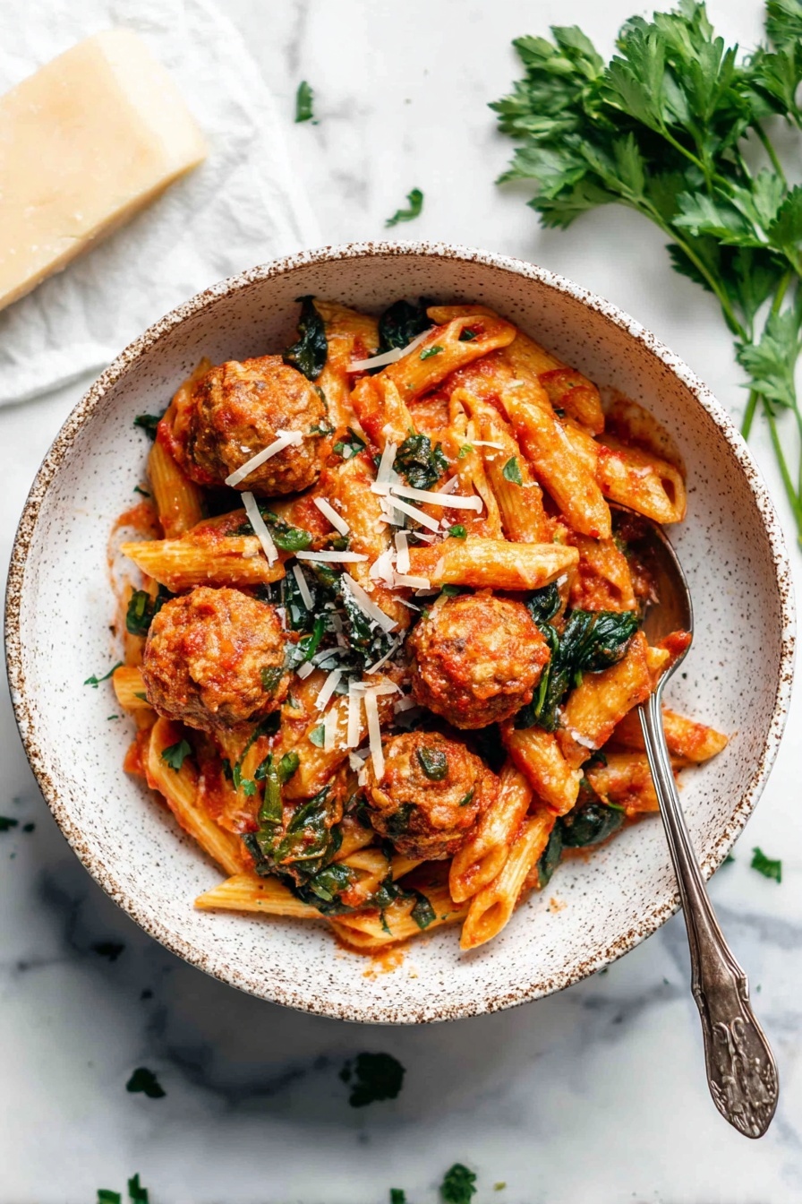 No-Boil Baked Penne with Meatballs Recipe - Serving