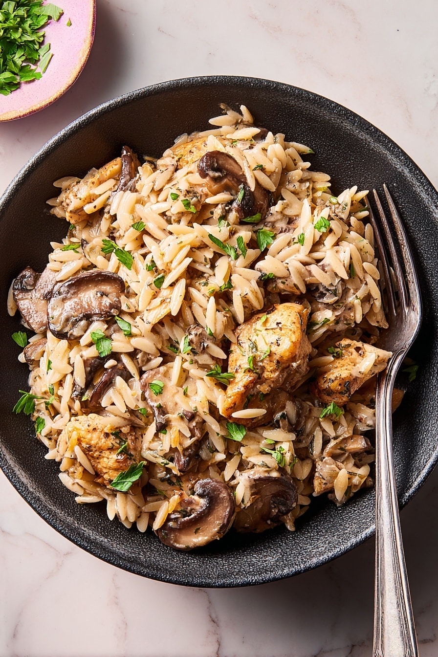 Creamy Chicken Marsala Orzo Recipe - Serving