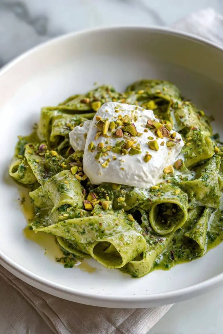 Pistachio Pesto Pasta with Burrata Recipe