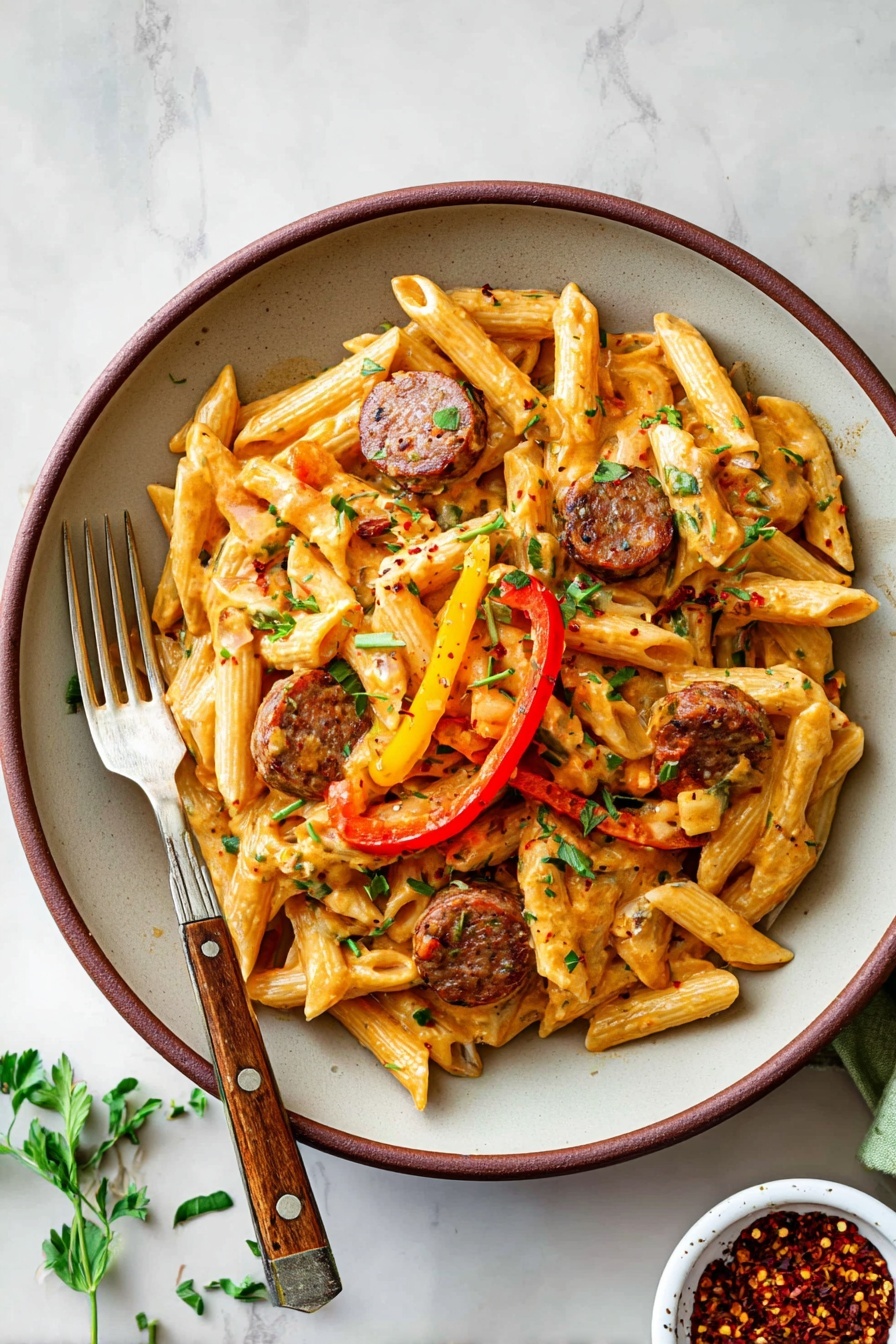 Creamy Cajun Sausage Pasta Recipe - Serving