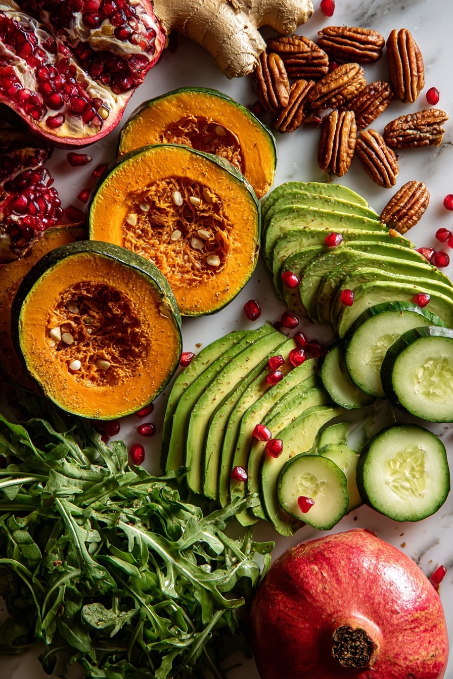 Autumn Arugula Salad with Roasted Squash, Pomegranate, and Ginger Vinaigrette Recipe - Ingredients