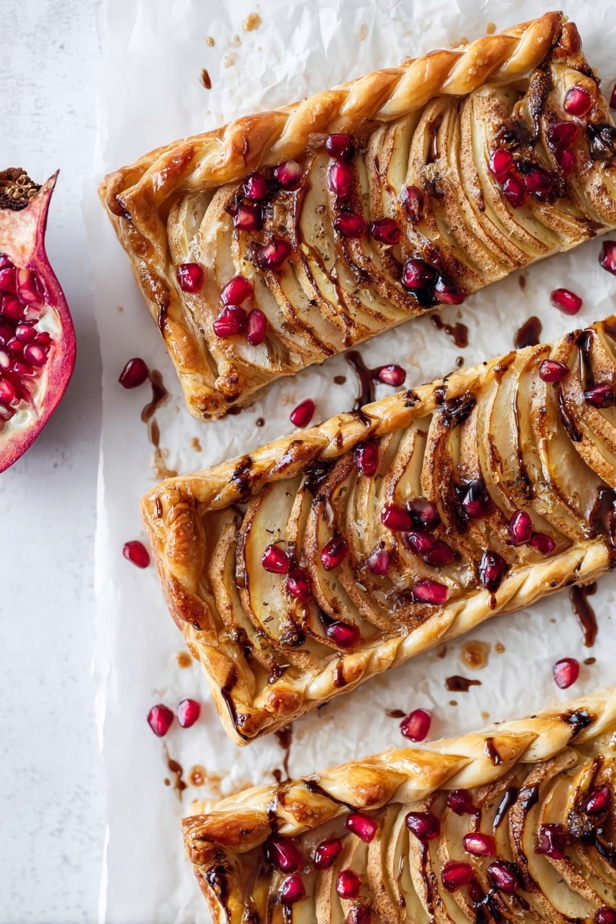 Apple Brie & Caramelized Onion Tart with Pomegranate Arils and Pomegranate Molasses Recipe - Serving