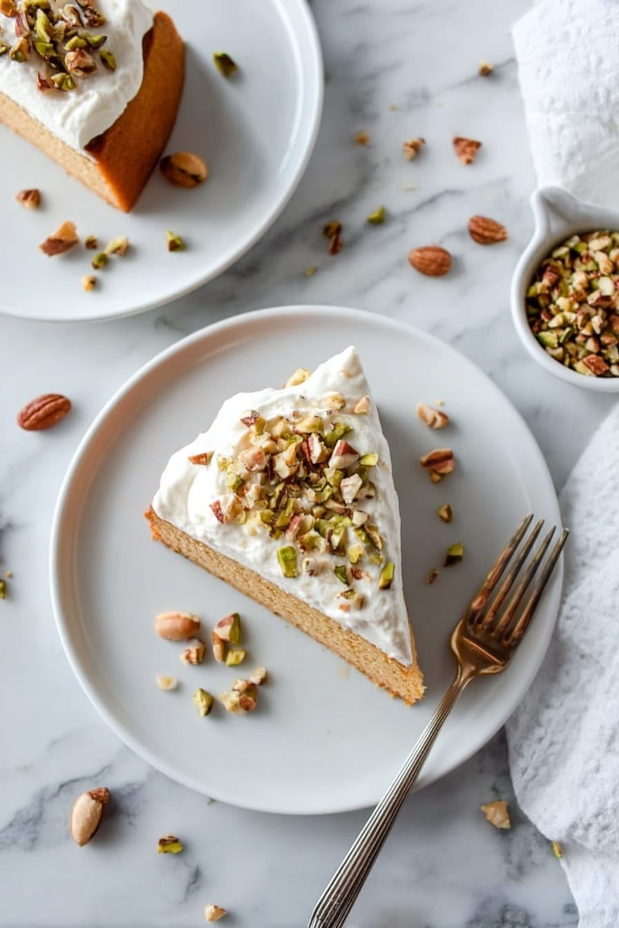 Brown Sugar Pumpkin Cheesecake with Pistachio Macaroon Crust Recipe - Serving