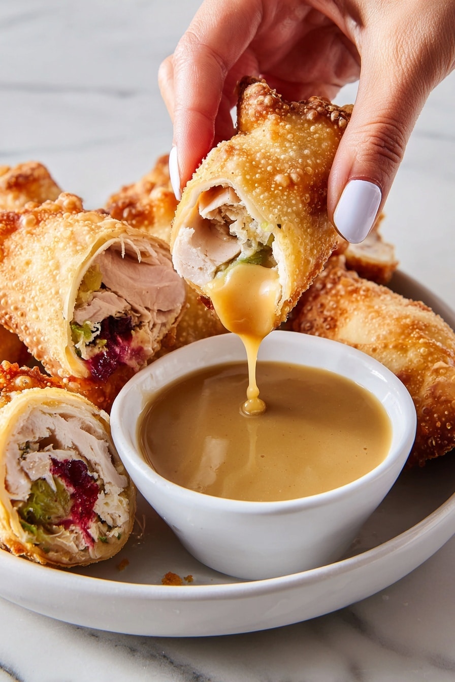 Thanksgiving Egg Rolls with Leftover Turkey, Mashed Potatoes, Cranberries, and Stuffing Recipe - Recipe Step