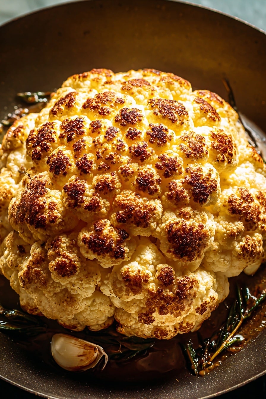 Thanksgiving Roasted Cauliflower with Herb Mushroom Gravy Recipe - Serving
