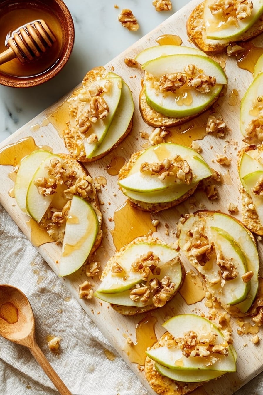 Parmesan Crusted Crostini with Pear, Walnuts & Hot Honey Recipe - Serving