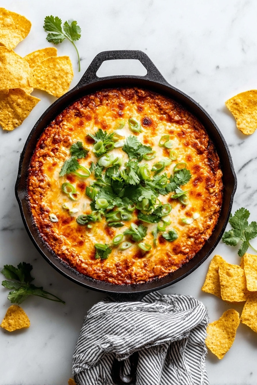 Bubbly Hot Chicken Enchilada Bean Dip Recipe - Serving