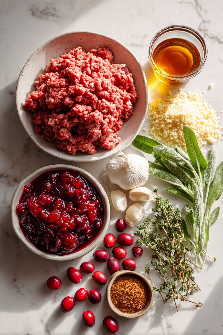Slow Cooker Sweet & Spicy BBQ Cranberry Turkey Meatballs Recipe - Ingredients