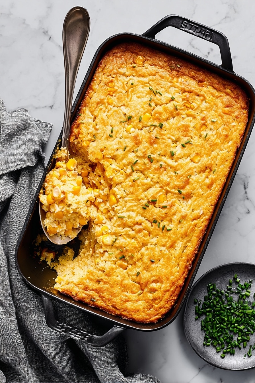 Cheesy Corn Casserole Recipe - Serving
