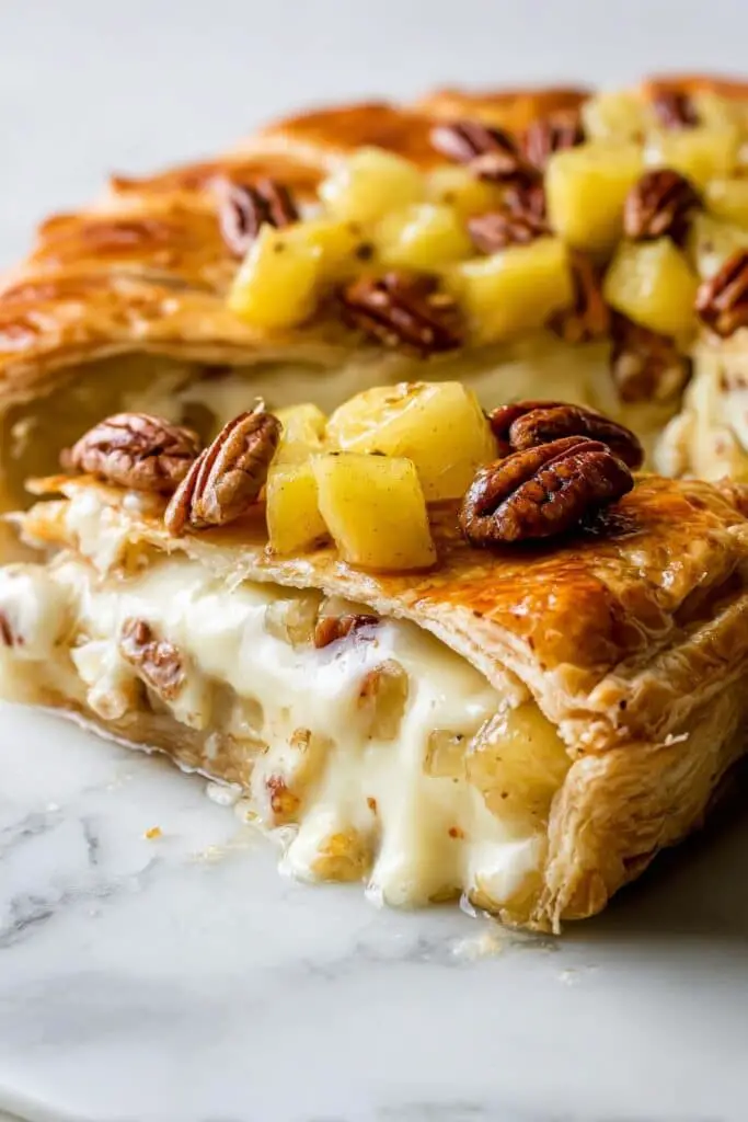 Baked Brie En Croute with Apple, Honey, and Pecan Topping Recipe