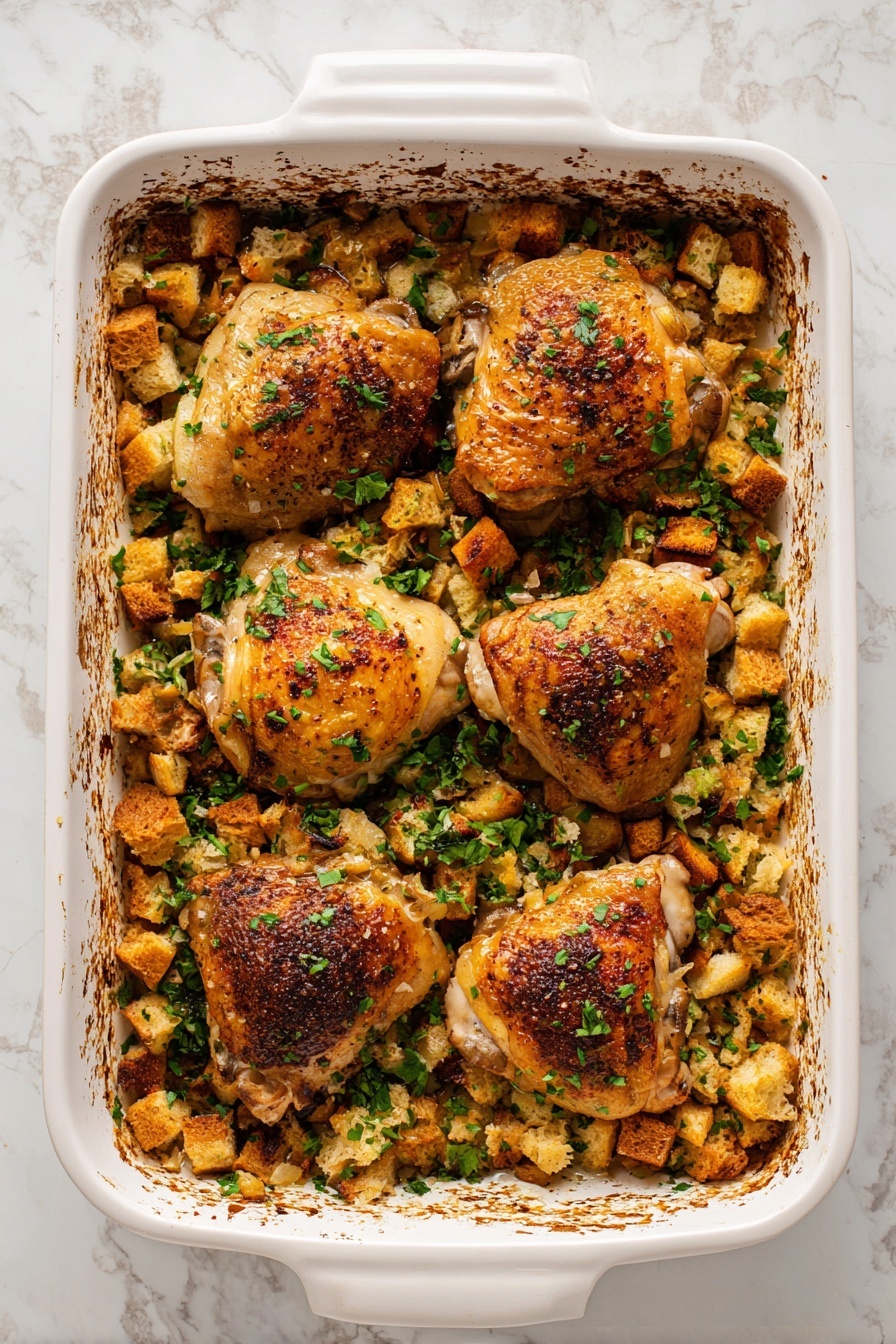 Thanksgiving Chicken and Stuffing Bake with Easy Gravy Recipe - Recipe Step