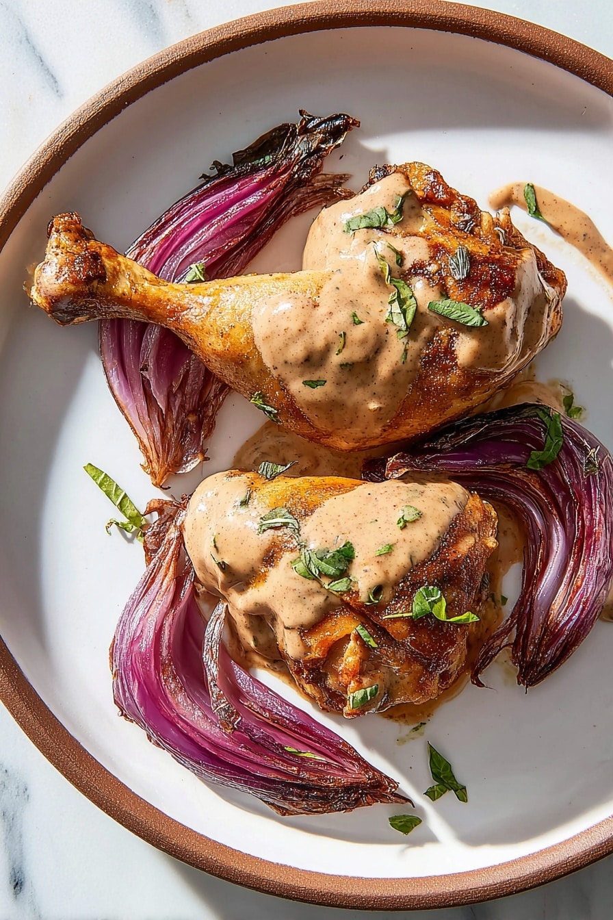 Sheet-Pan Roasted Red Onion Chicken Recipe - Serving