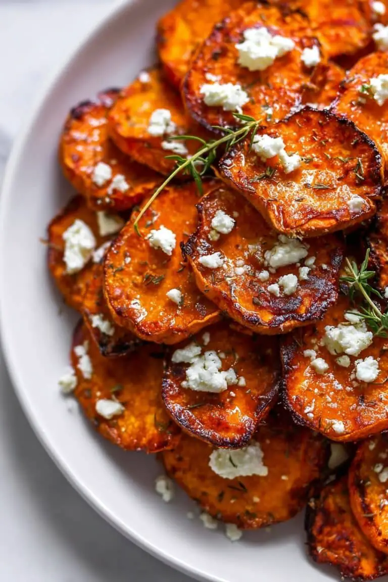 Roasted Sweet Potato Rounds with Honey & Feta Recipe