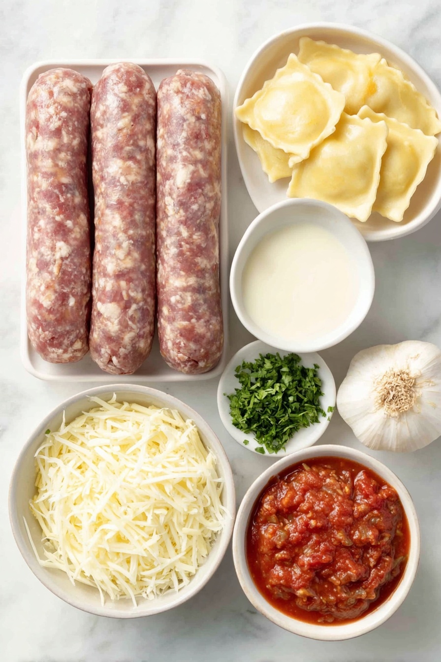 Baked Ravioli with Italian Sausage and Mozzarella Recipe - Ingredients