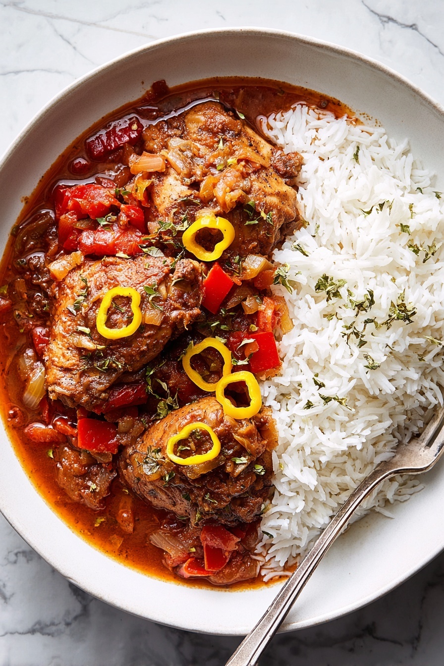 Brown Stew Chicken Recipe - Serving