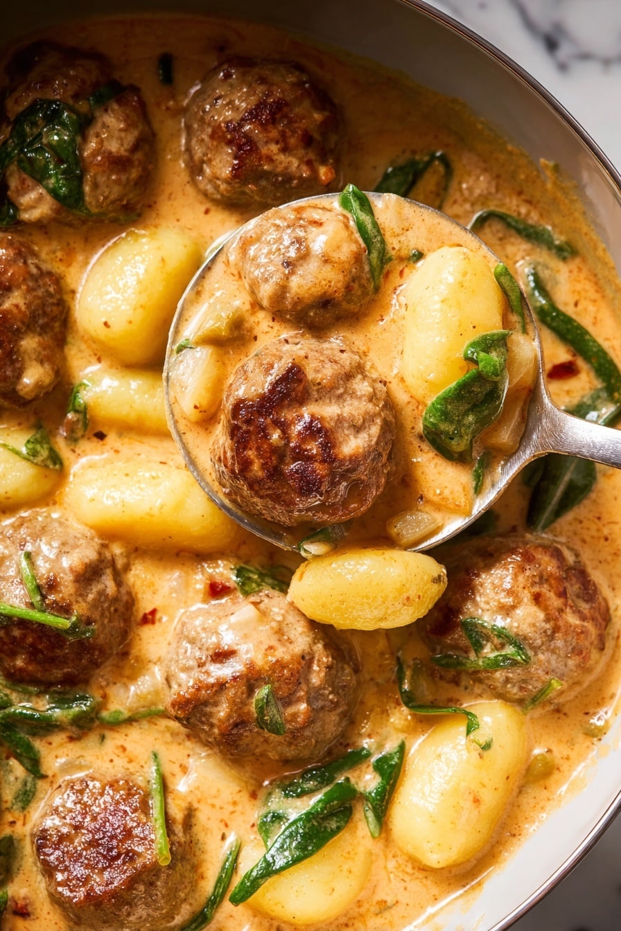 Slow-Cooker Tuscan Chicken Meatballs with Gnocchi Recipe - Recipe Step