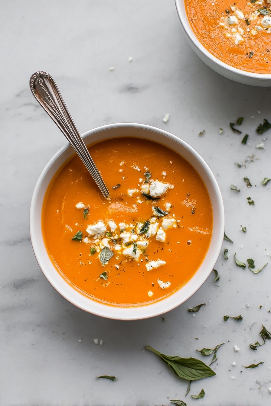 Creamy Tomato Feta Soup Recipe - Serving