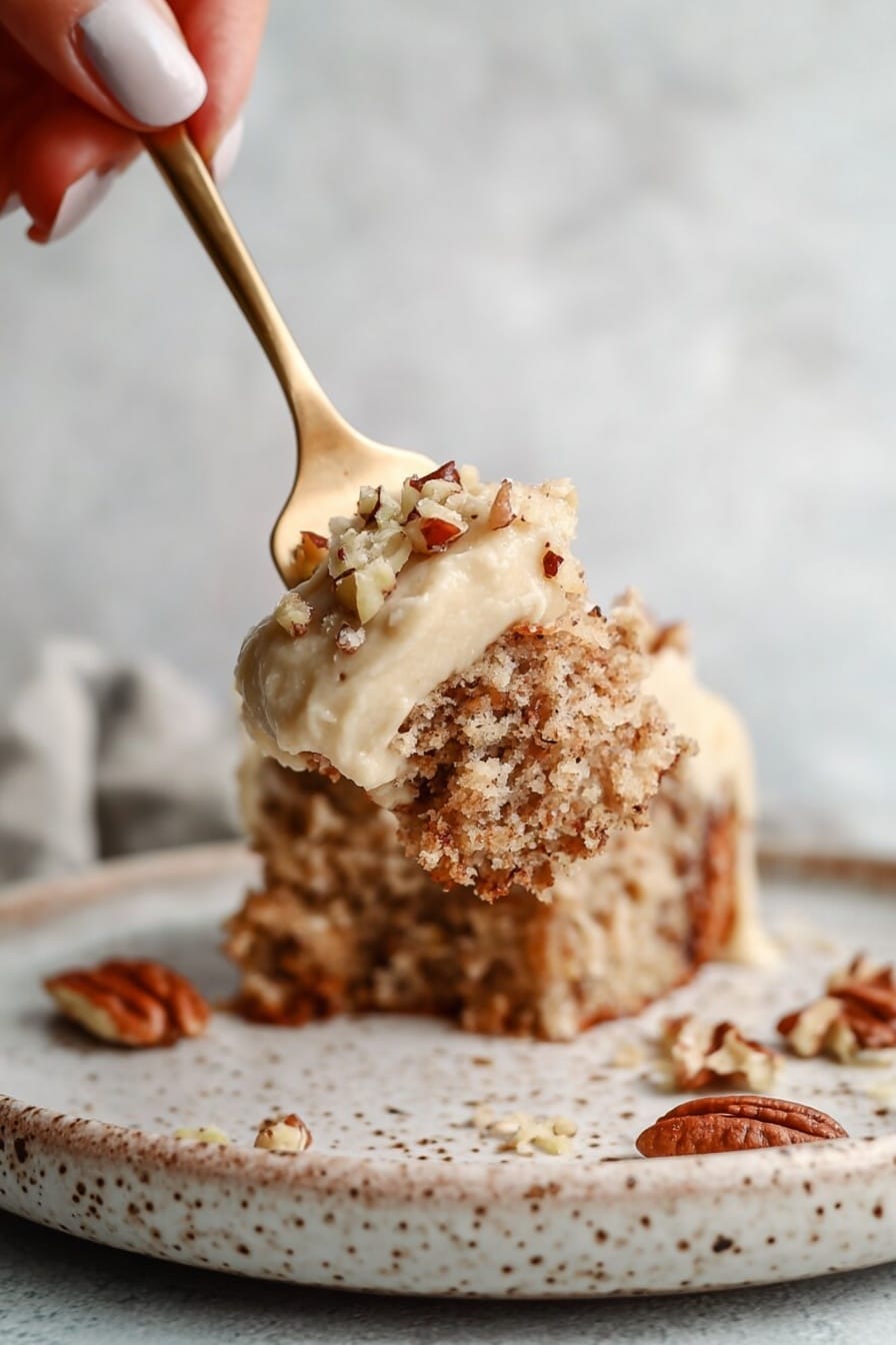 Apple Pecan Spice Cake with Brown Sugar Frosting Recipe - Serving