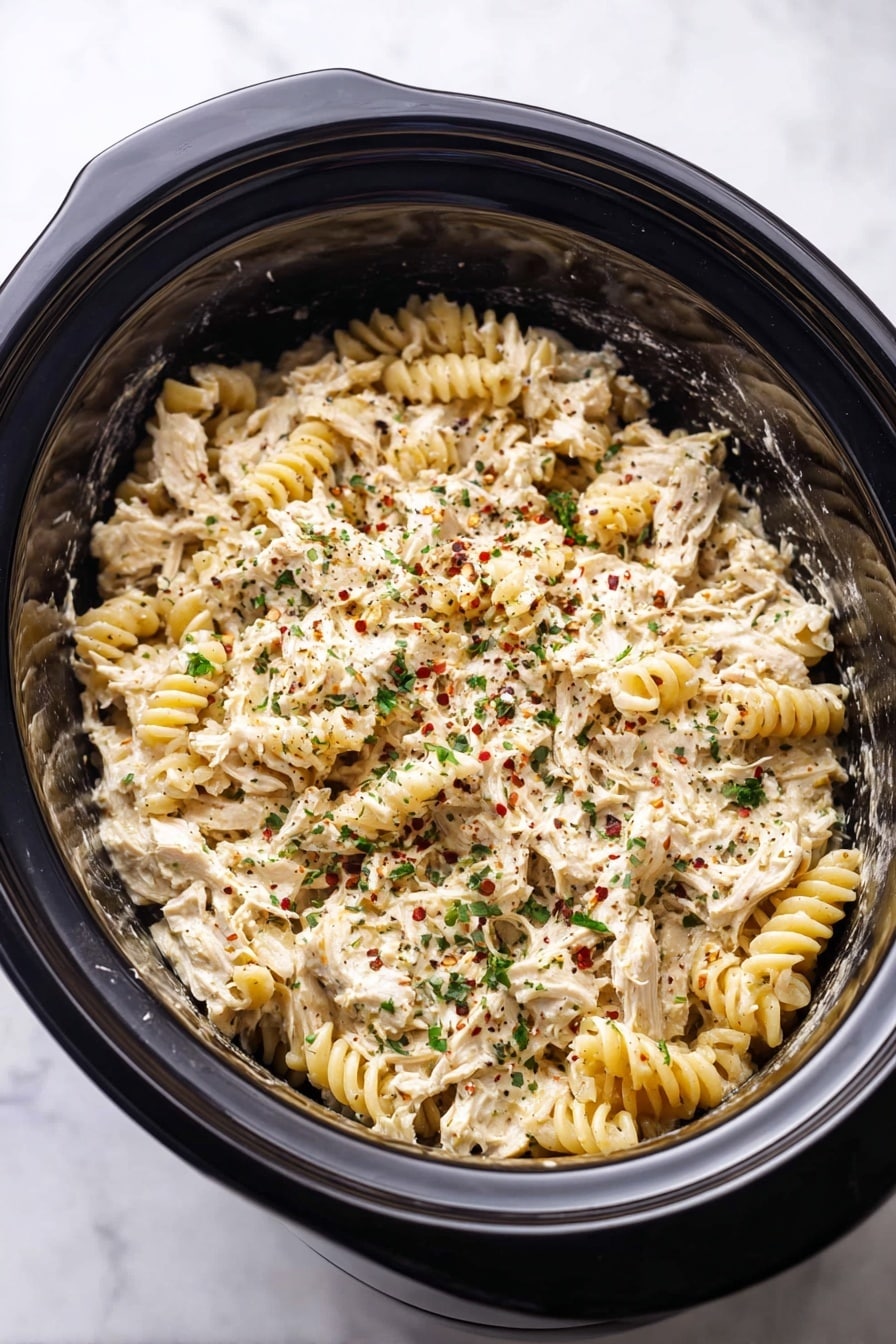 Crockpot Parmesan Garlic Chicken Pasta Recipe - Recipe Step