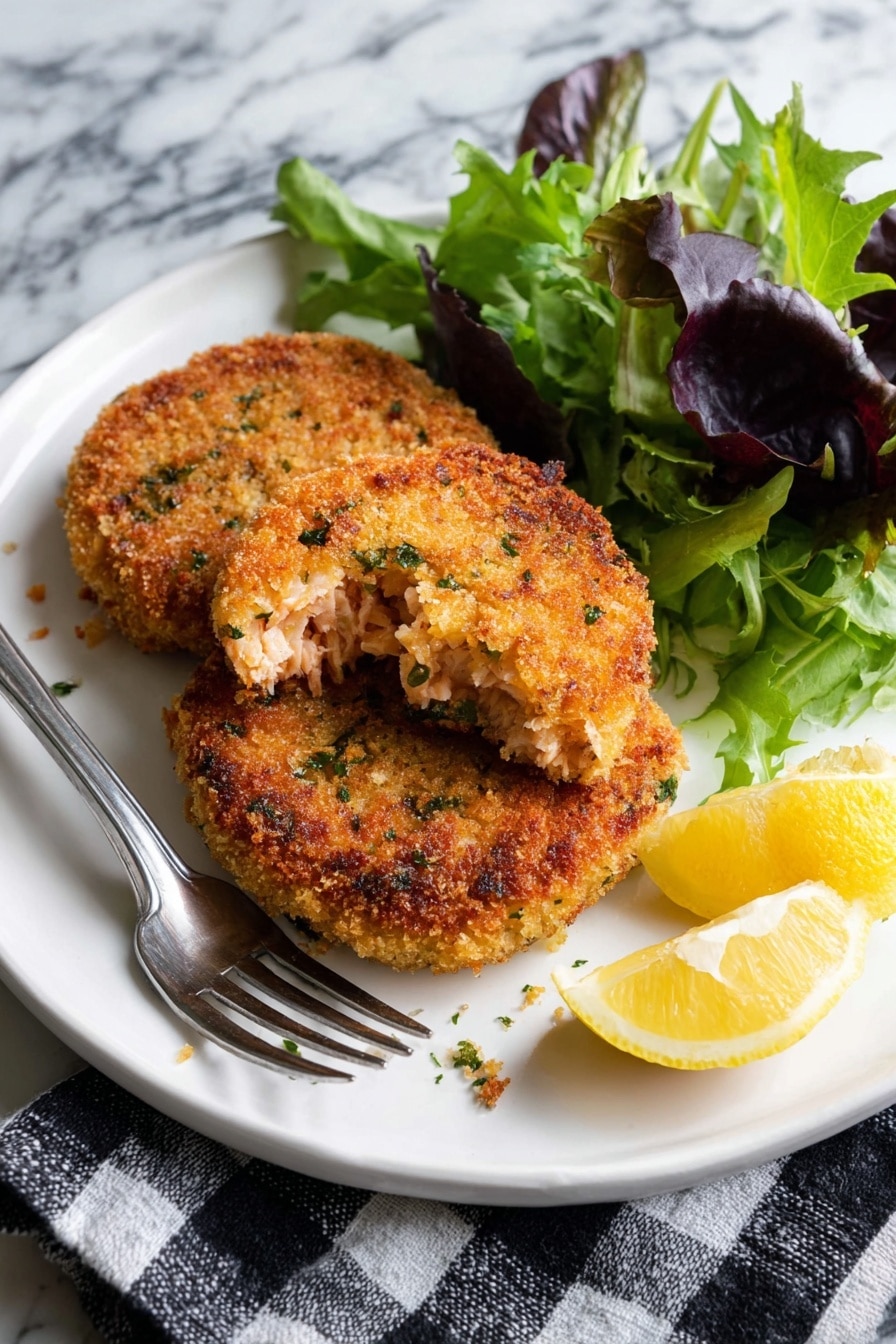 Crispy Salmon Patties with Lemon Recipe - Serving