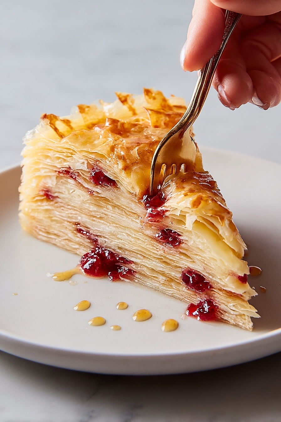 Cranberry Phyllo Tart with Orange Custard Recipe - Serving
