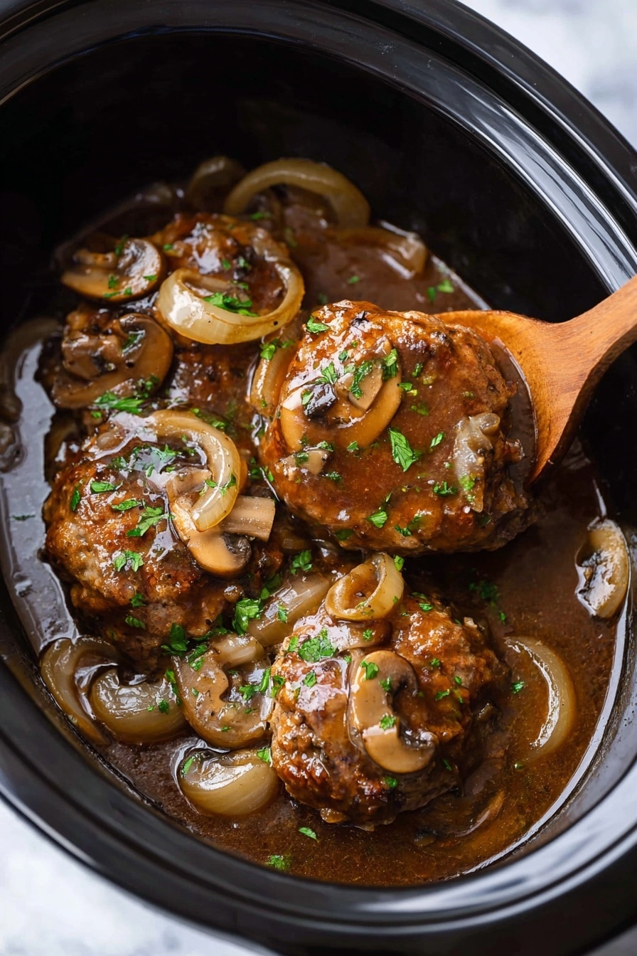 Crock Pot Salisbury Steak with Mushroom Gravy Recipe - Recipe Step