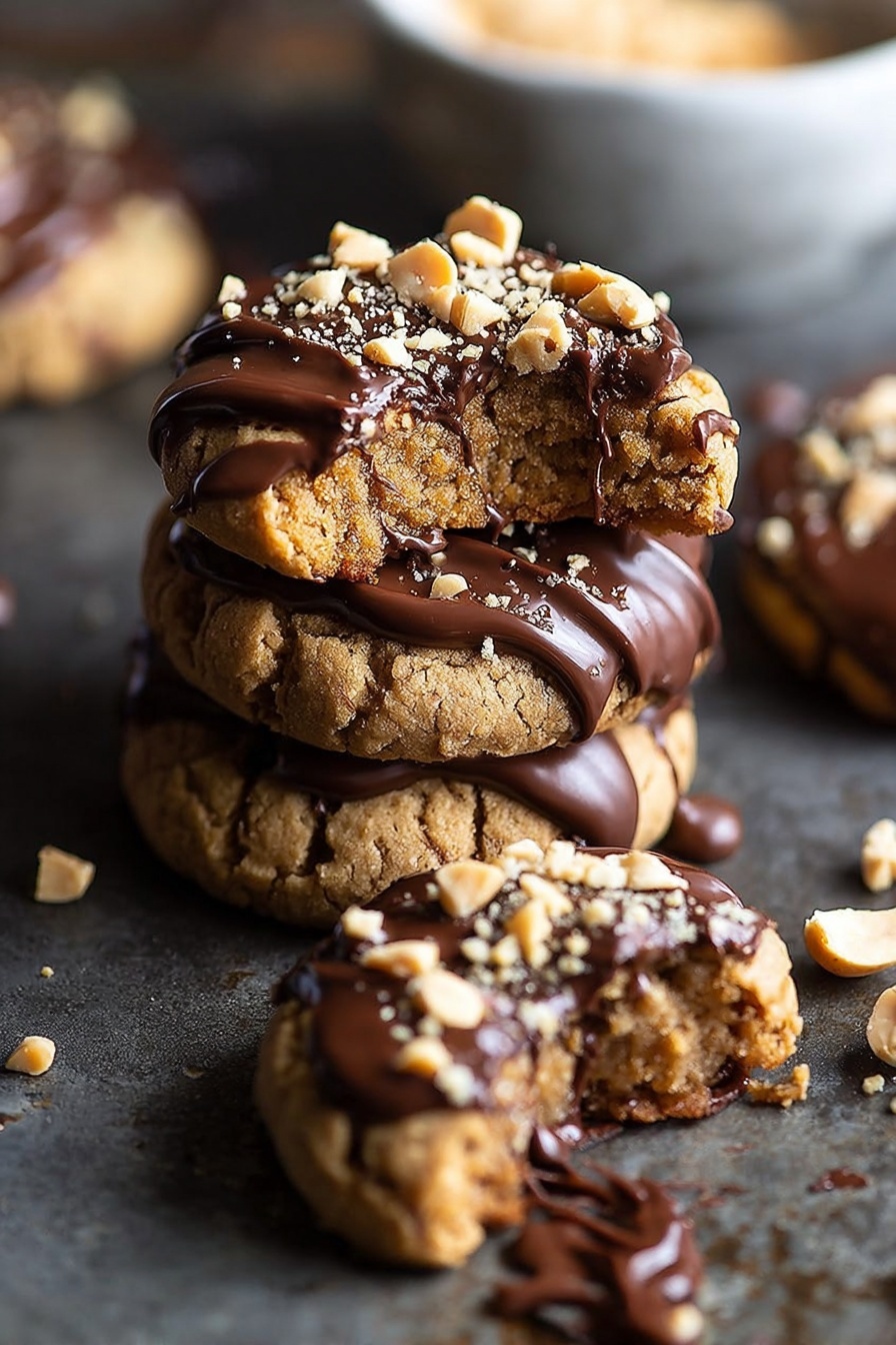 Chocolate Dipped Peanut Butter Cookies Recipe - Serving