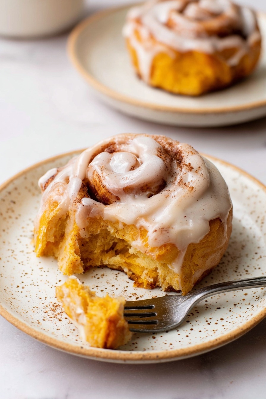 Pumpkin Cinnamon Rolls with Cream Cheese Icing Recipe - Serving