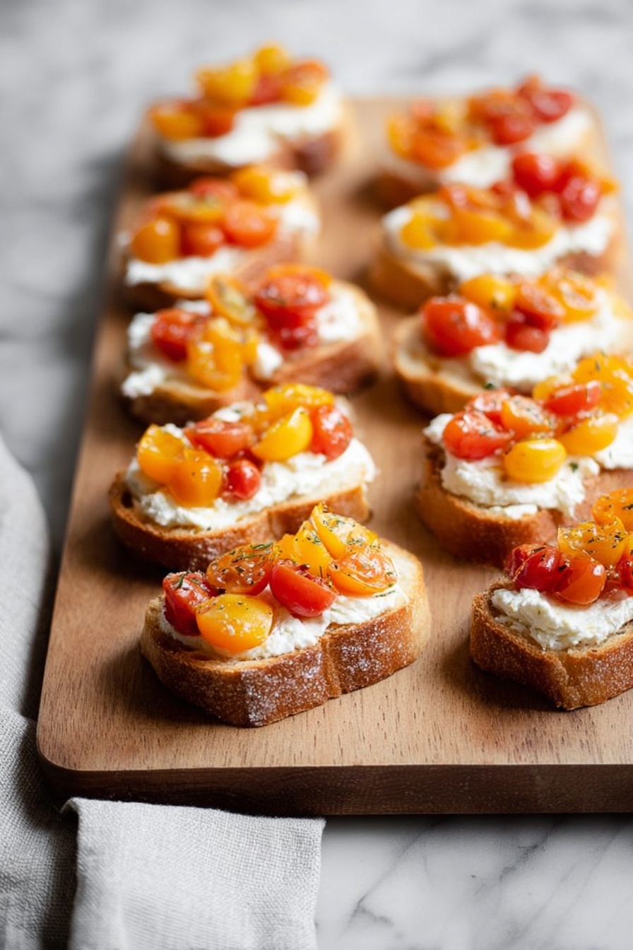 Whipped Ricotta Crostini with Tomato Topping Recipe - Serving