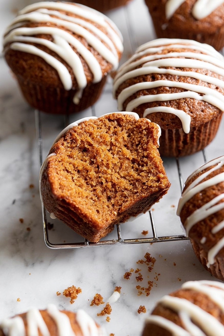 Gingerbread Muffins with Vanilla Bean Glaze Recipe - Serving