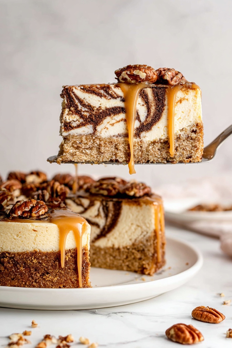Easy Pecan Turtle Cheesecake Recipe - Serving